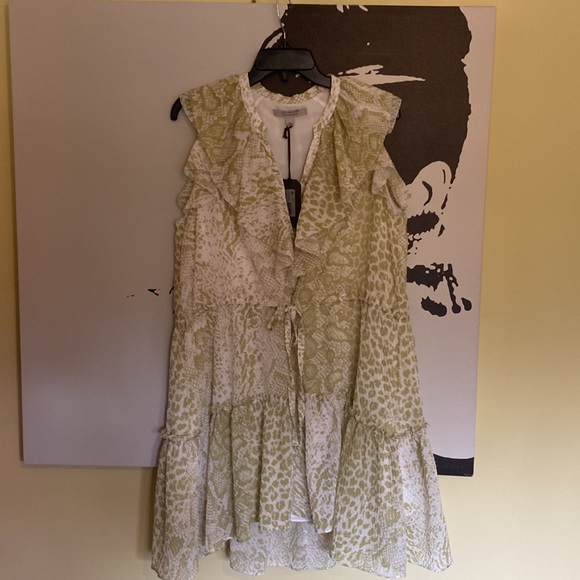 AllSaints Ali Noche Mini Dress in Lime Green - Size 6 - Picture 6 of 15